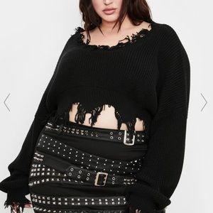 NWOT Current Mood Plus Size Distressed Sweater